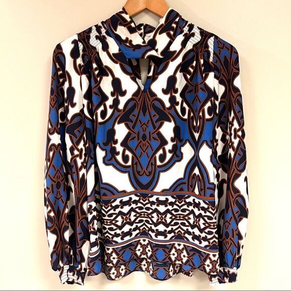 Chicos black label printed long sleeve blouse size Sm - Picture 1 of 9